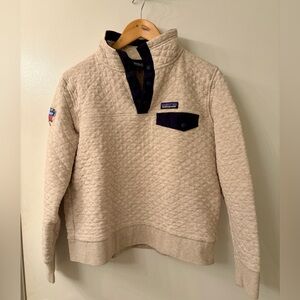 Patagonia Organic Cotton Cream and Navy Quilted Pullover